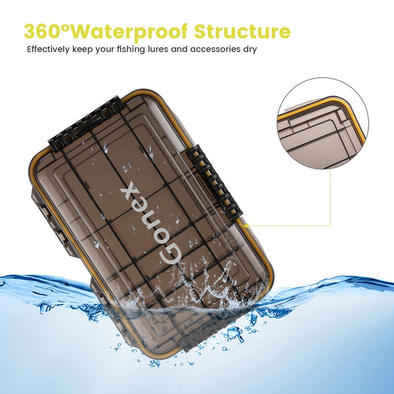 Gonex 3700 Tackle Trays 2 Packs, Sun Protection Waterproof Tackle Boxes for Fishing, Tea-Colored Clear Thicker Floating Airtight Tackle Box Organizers with DIY Dividers for Storage of Lures Hooks etc. - Image 4